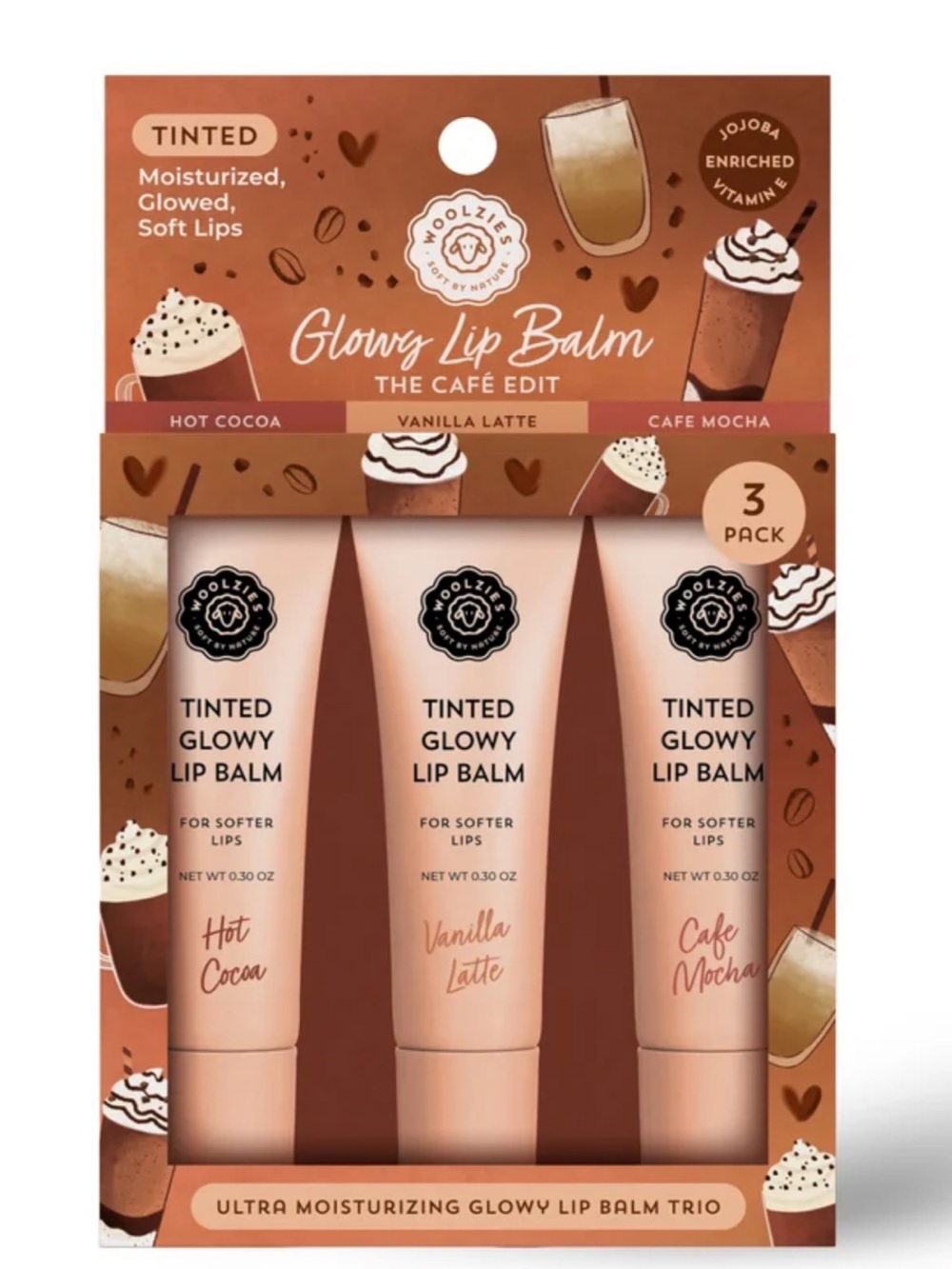 Woolzies The Café Edit Tinted Glowy Lip Balm Trio – 3 Pack